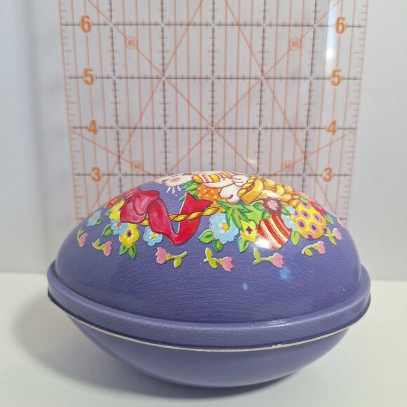 Easter Bunny Egg Basket Flowers Purple 5.5" Plastic Blow Mold Ullman Co - Picture 10 of 13